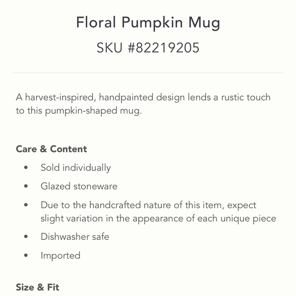 Anthropologie Floral Pumpkin- Shaped mug NWT in Wine - Picture 7 of 10